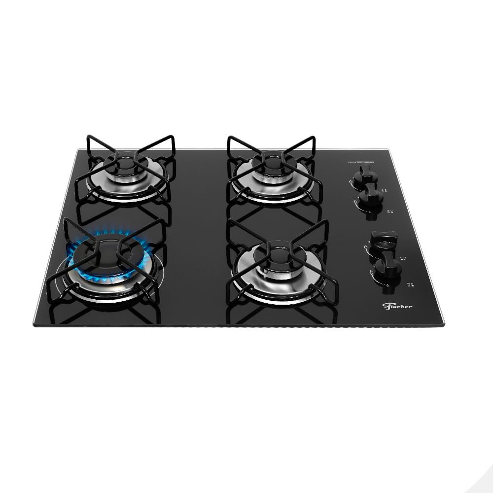 Cooktop a Gás Fischer 4 Bocas Fit Line Preto ¿ Bivolt
