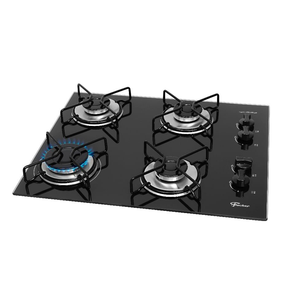 Cooktop a Gás Fischer 4 Bocas Fit Line Preto ¿ Bivolt