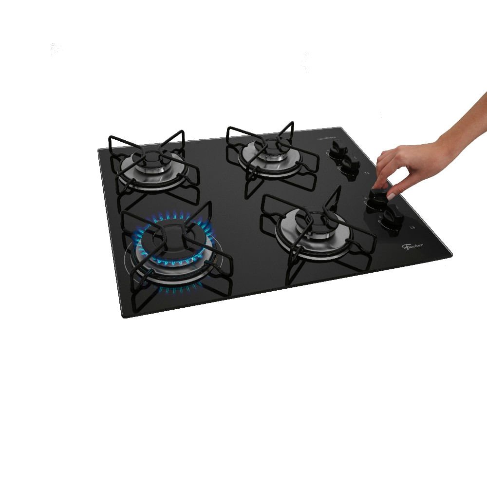 Cooktop a Gás Fischer 4 Bocas Fit Line Preto ¿ Bivolt
