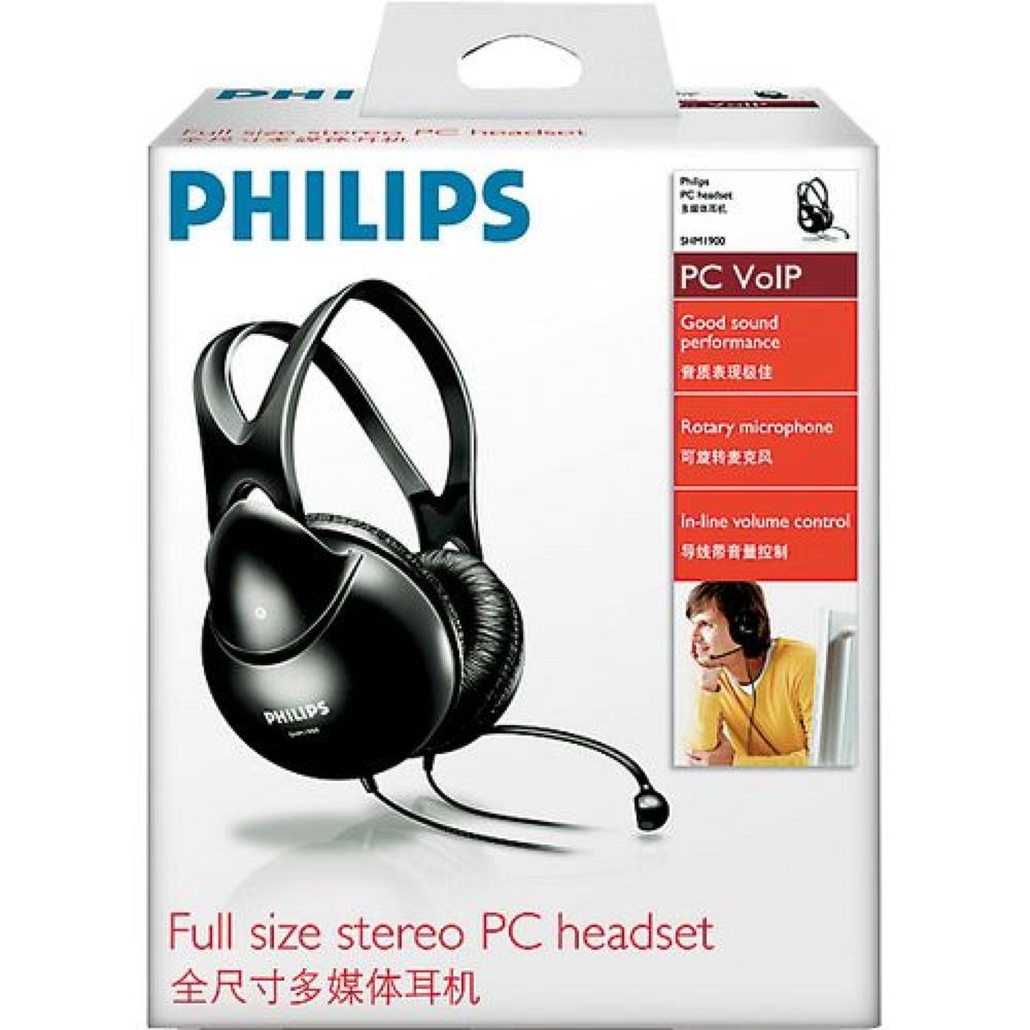 Fone de Ouvido Multimídia com Microfone SHM1900/00 Preto PHILIPS Un.Venda: PC/1