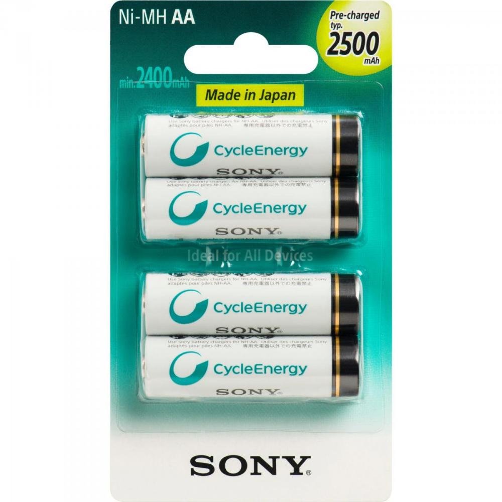 Pilha Recarregavel AA 2500mAh NiMh NH-AA-B4GN Sony cartela c/4 pilhas Un.Venda: CAR/4