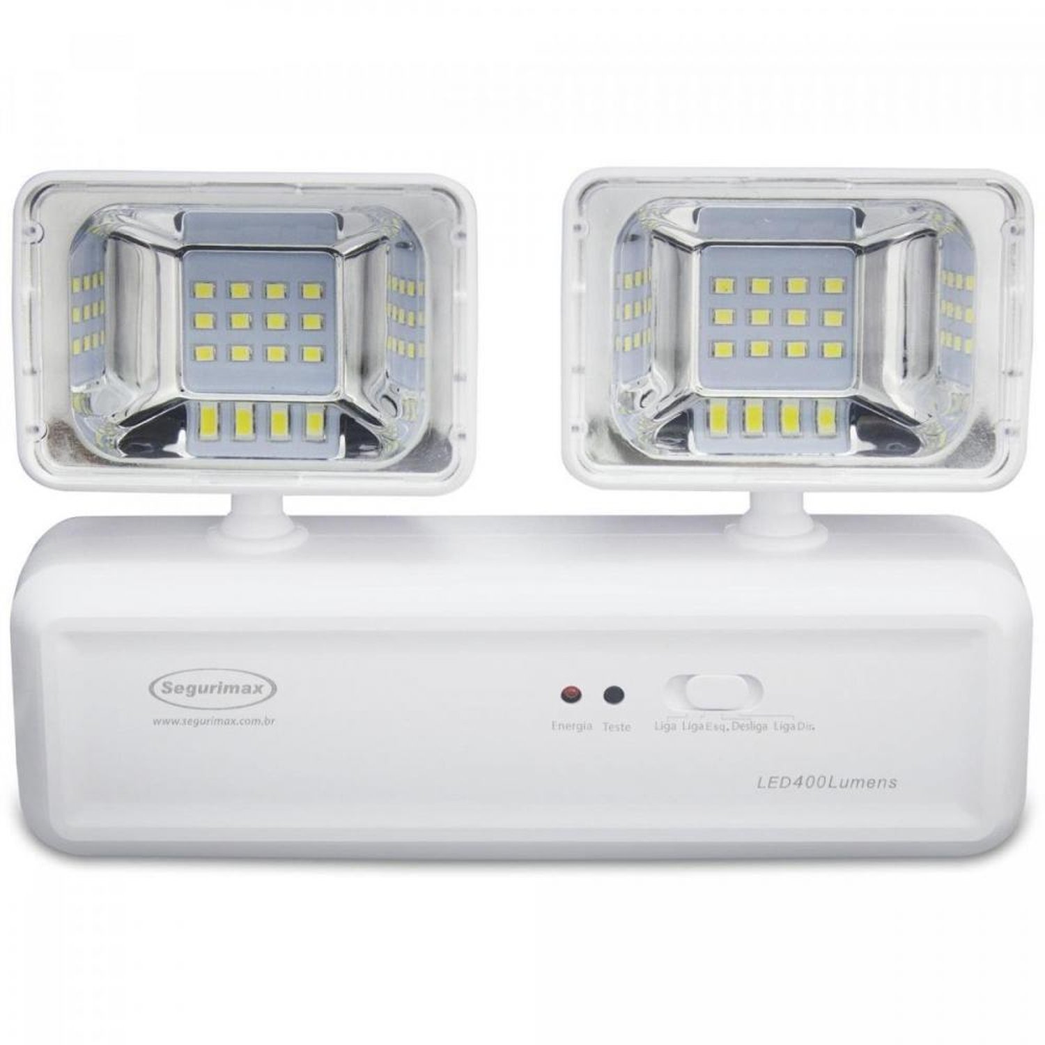 Iluminação Emergência 2 Faróis LED 400 Lúmens SEGURIMAX Un.Venda: PC/1