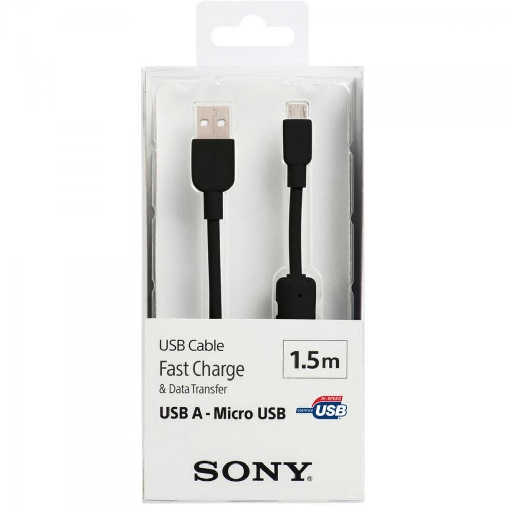 Cabo de Transferência e Carregamento Micro USB CP-AB150 1,5m Preto SONY Un.Venda: PC/1