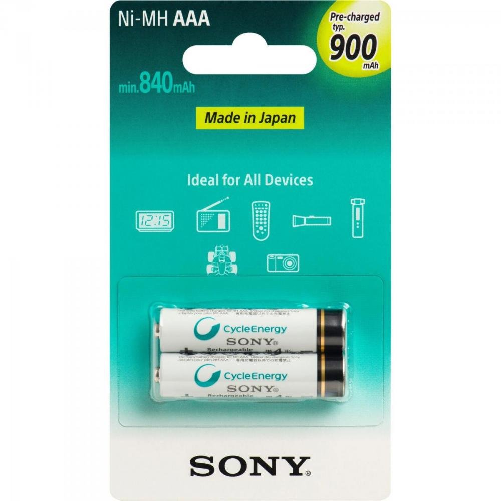 Pilha Recarregavel AAA 900mAh NiMh NH-AAA-B2GN Sony cartela c/2 pilhas Un.Venda: CAR/2