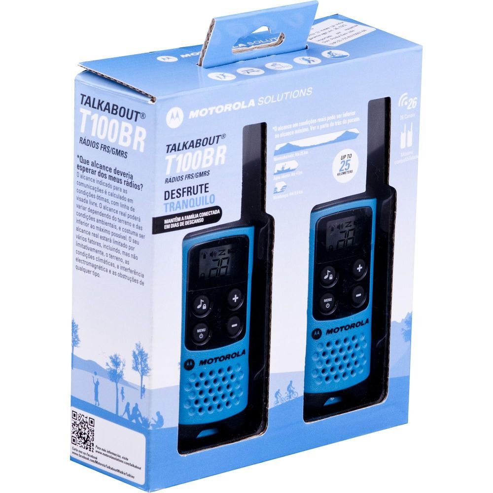 Rádio Comunicador Talkabout 25km T100BR Azul MOTOROLA Un.Venda: PAR/2