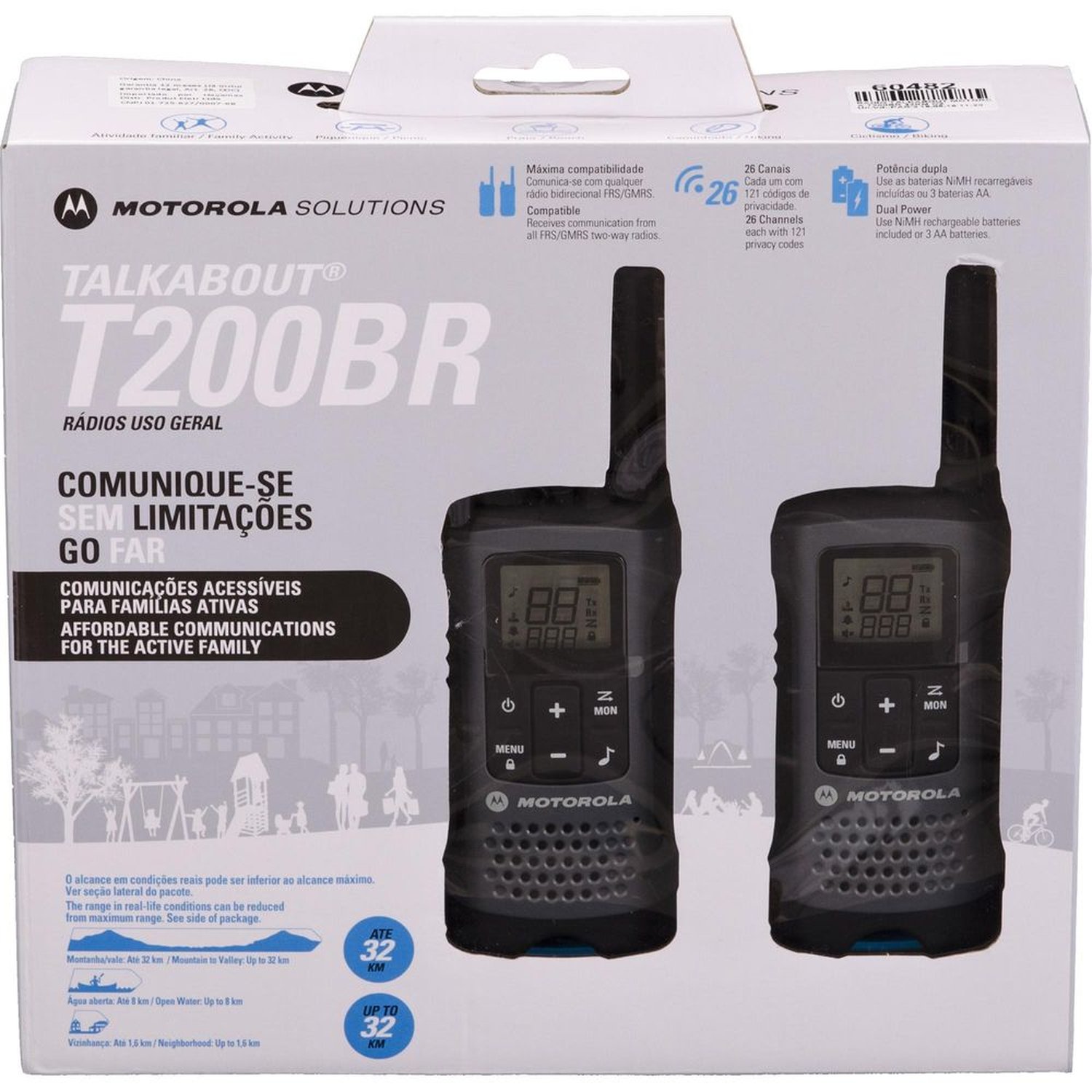 Rádio Comunicador Talkabout 32km T200BR Cinza MOTOROLA Un.Venda: PAR/2