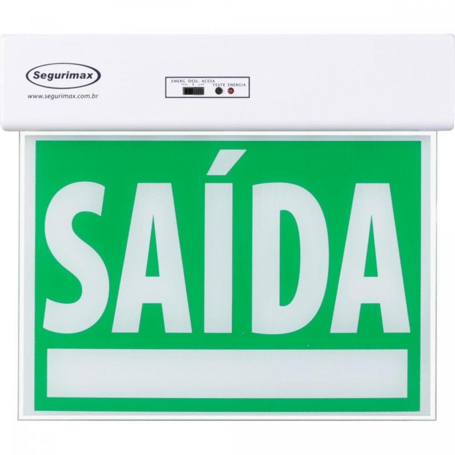 Sinalização de Saída SLIM Face Única C/ Adesivo 24x18cm SEGURIMAX Verde Un.Venda: PC/1