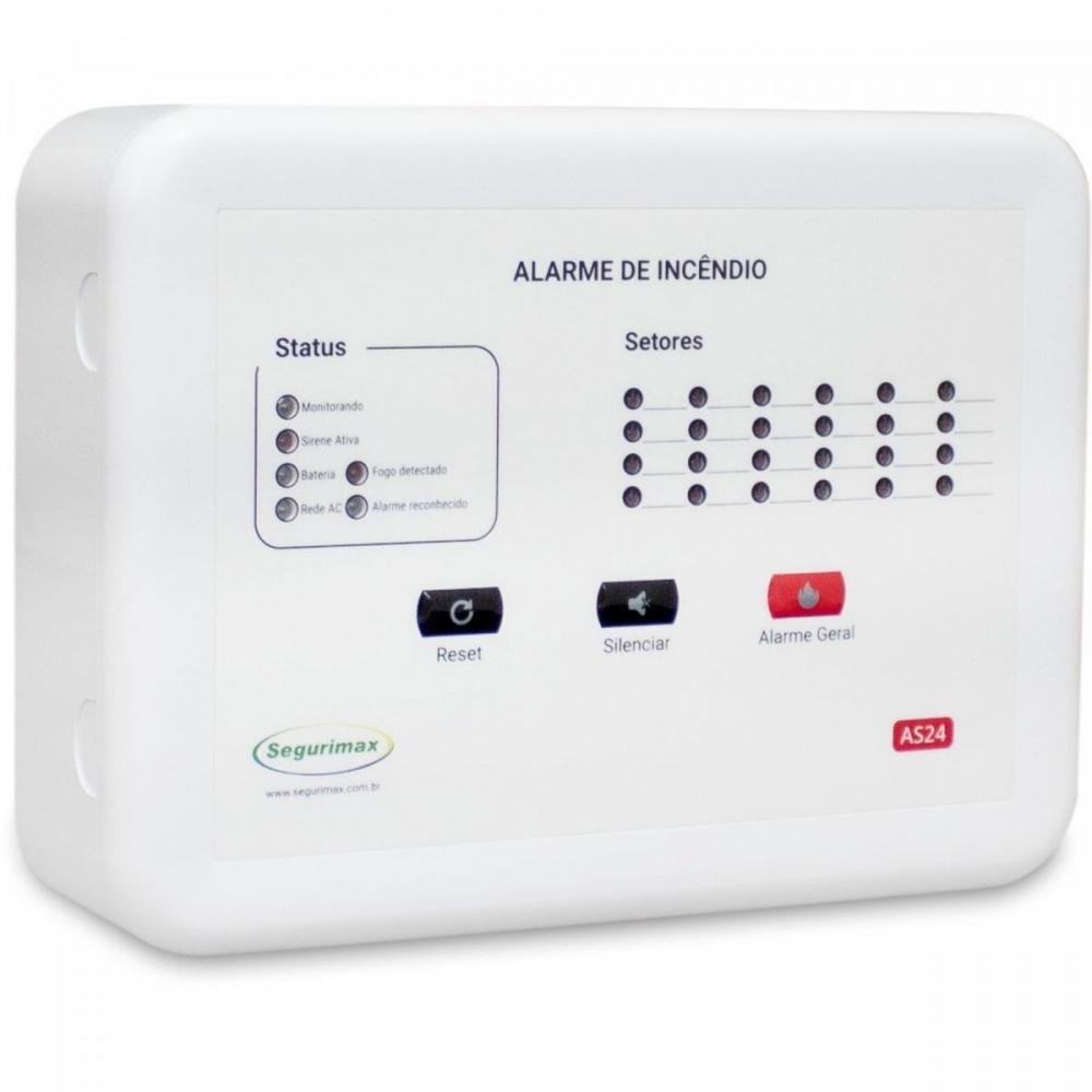 Central de Alarme de Incêndio 24 Setores 12V C/ Bateria SEGURIMAX Un.Venda: PC/1