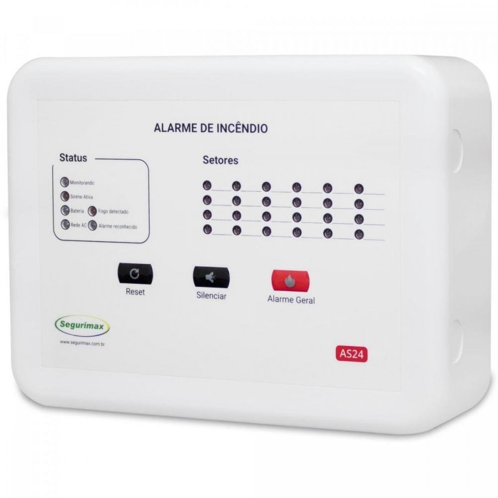 Central de Alarme de Incêndio 24 Setores 12V C/ Bateria SEGURIMAX Un.Venda: PC/1