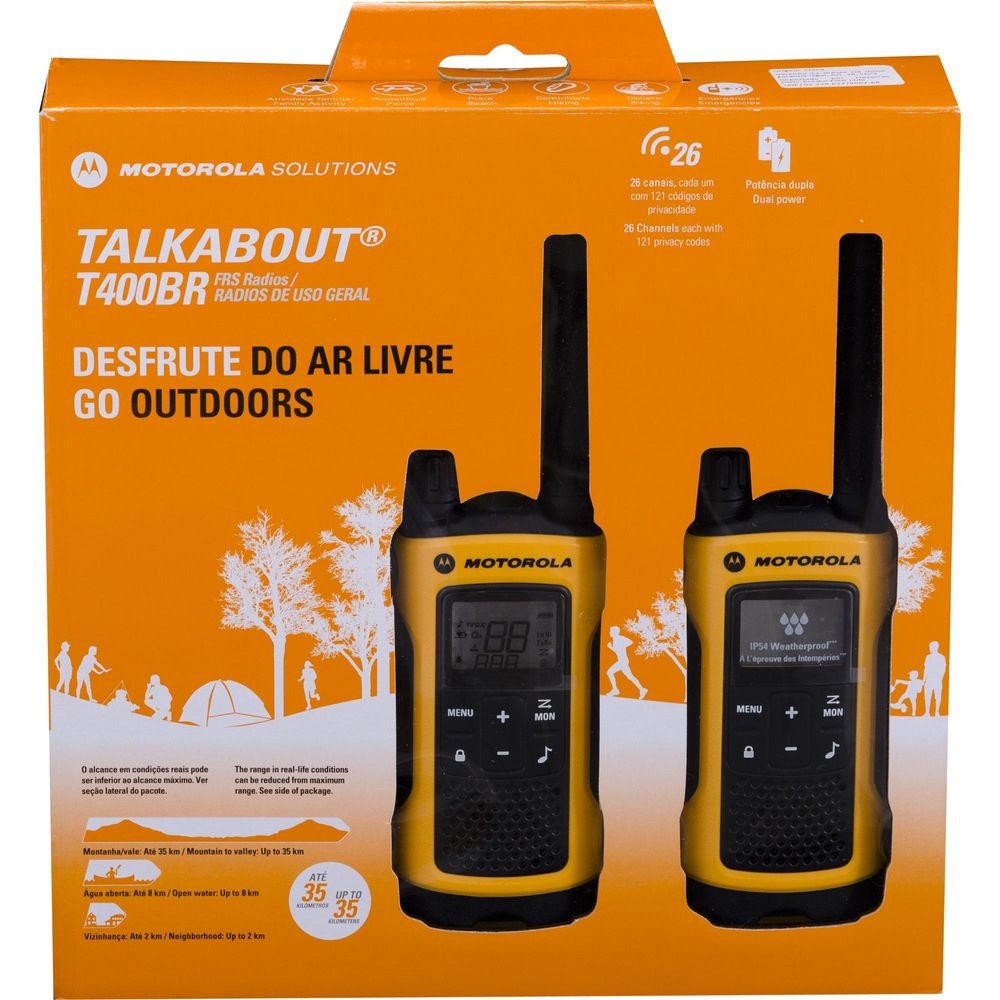 Rádio Comunicador Talkabout 35km T400BR Amarelo MOTOROLA Un.Venda: PAR/2