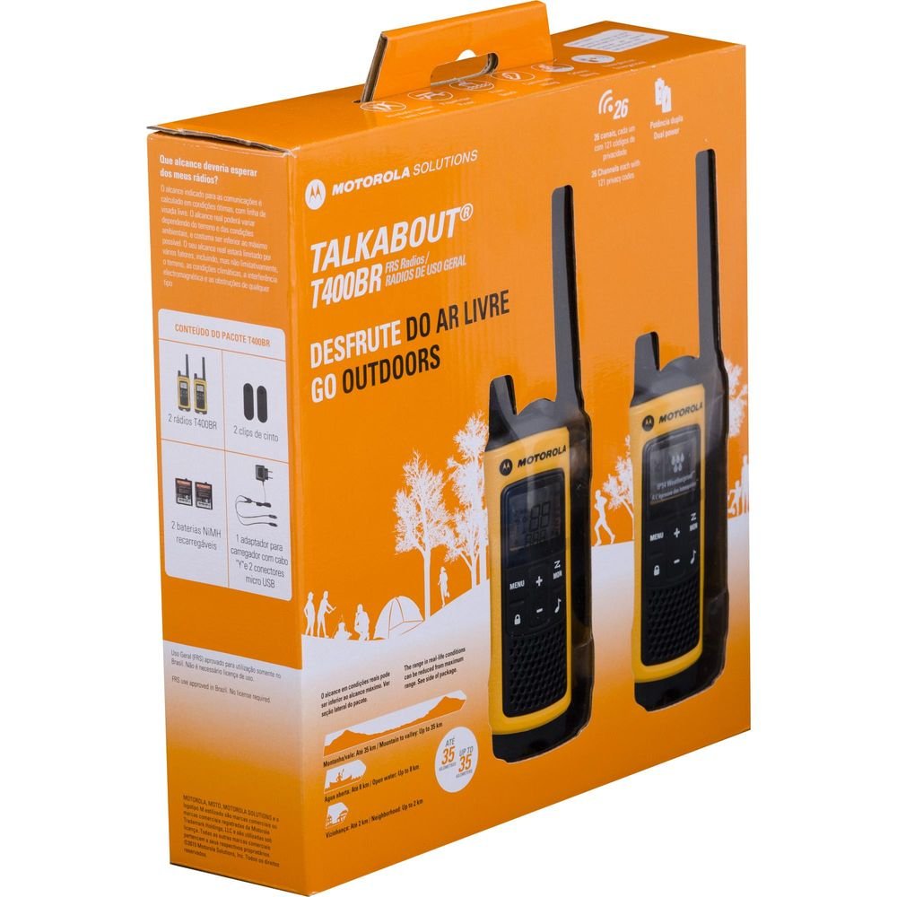 Rádio Comunicador Talkabout 35km T400BR Amarelo MOTOROLA Un.Venda: PAR/2
