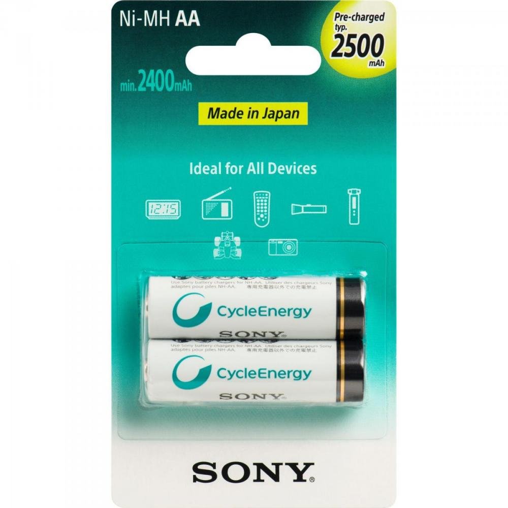 Pilha Recarregavel AA 2500mAh NiMh NH-AA-B2GN Sony cartela c/2 pilhas Un.Venda: CAR/2