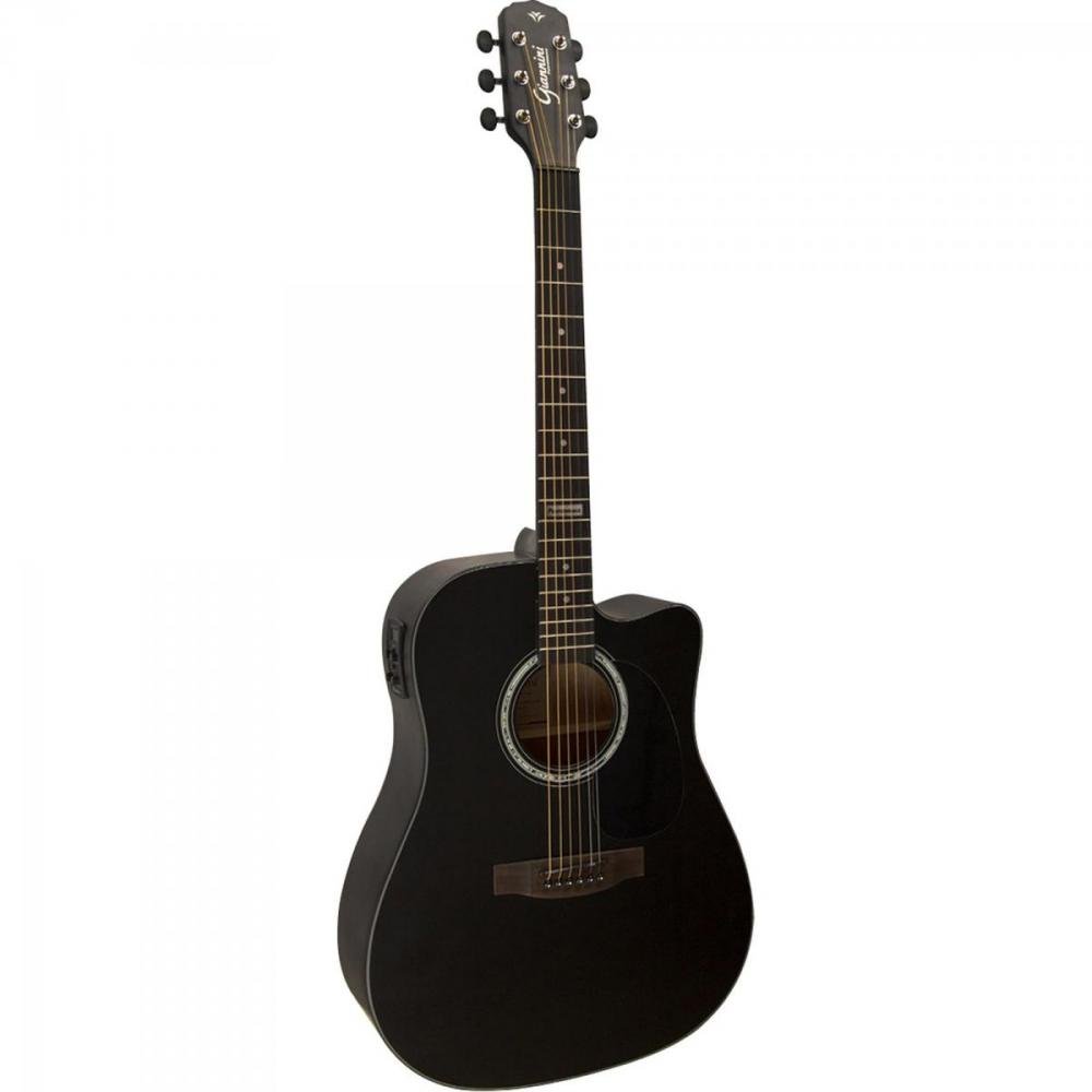 Violão Eletroacústico Dreadnought Folk Cutaway Aço Gf-1d Ceq Satin Black Giannini