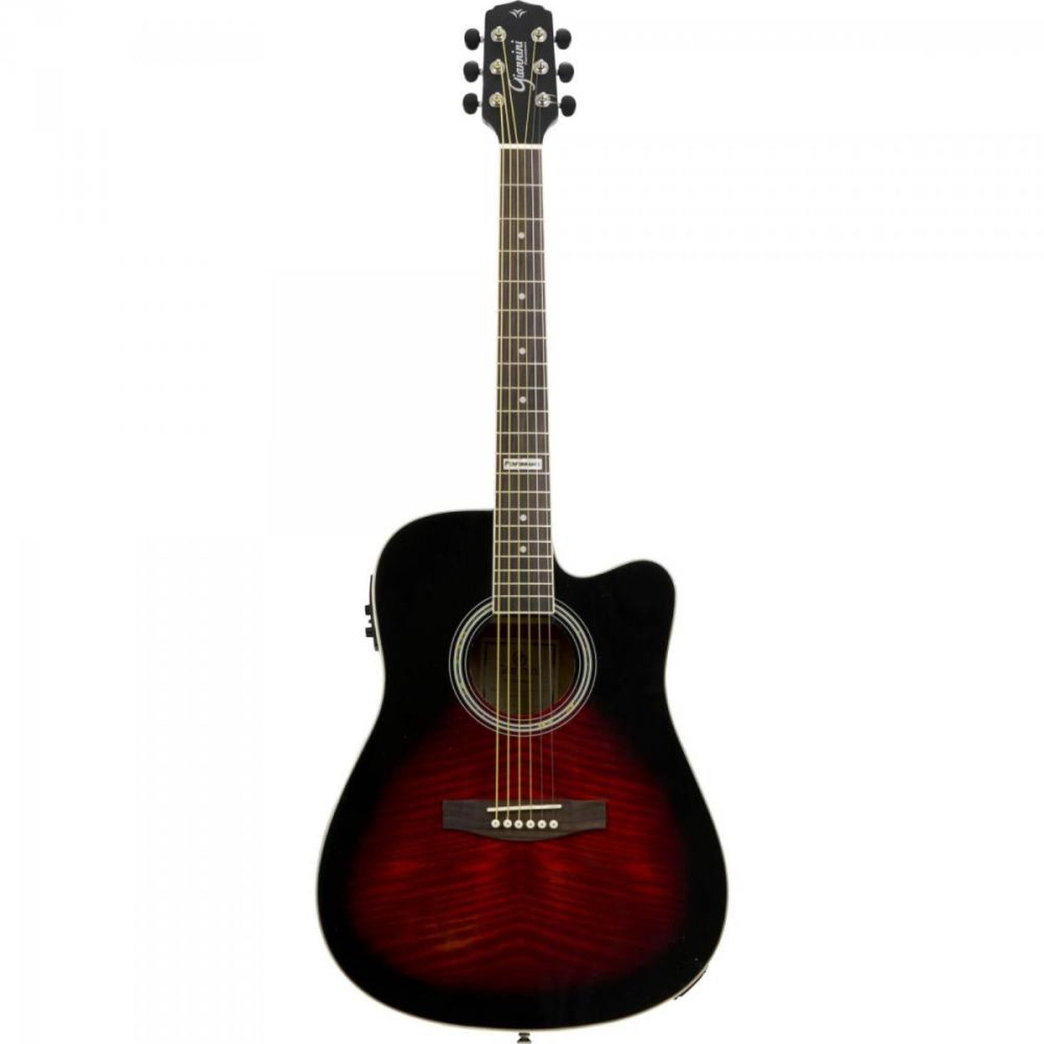 Violão Eletroacústico Dreadnought Folk Cutaway Aço Gf-1d Ceq Brown Red Burst Giannini