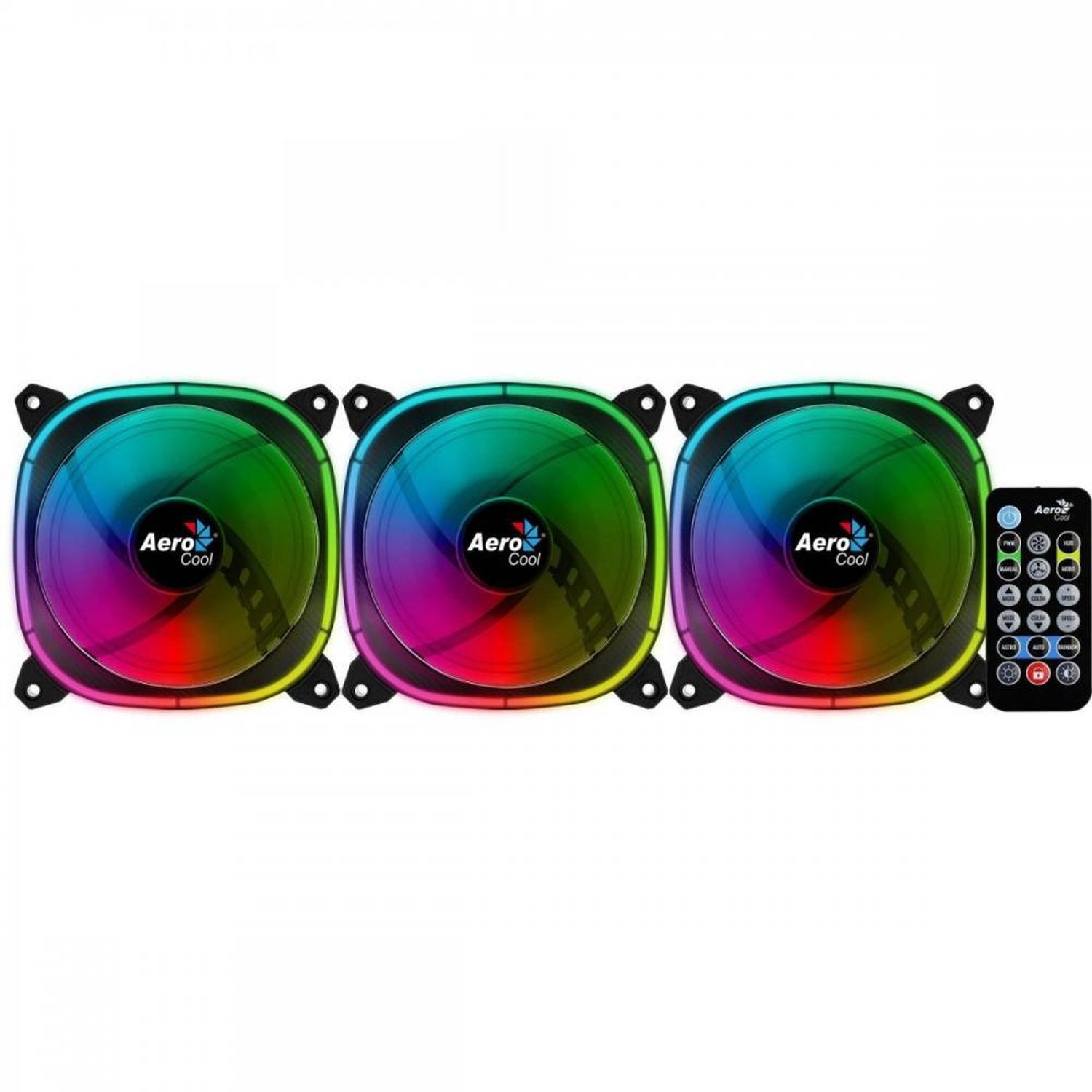 Kit 3 Coolers Astro 12 Pro Argb + Hub + Controle Aerocool
