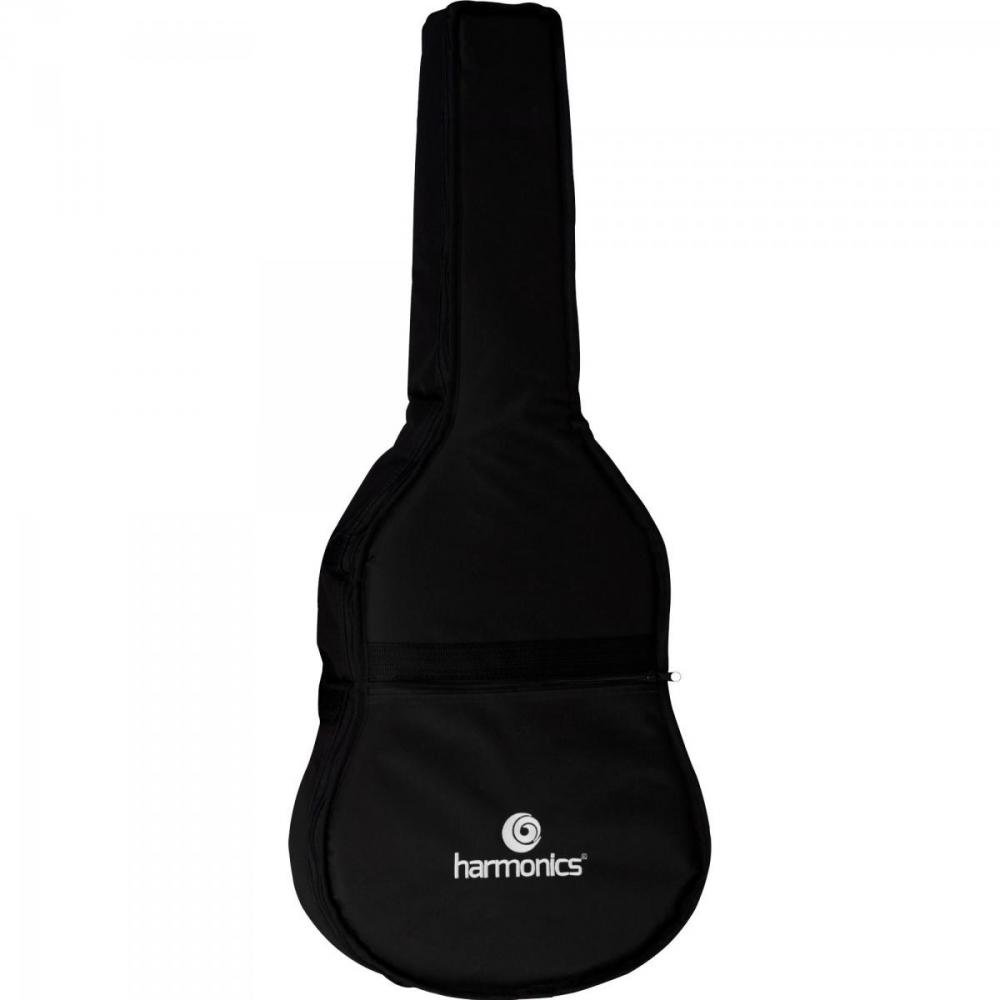 Capa Violão Folk Nylon Luxo Preta Harmonics