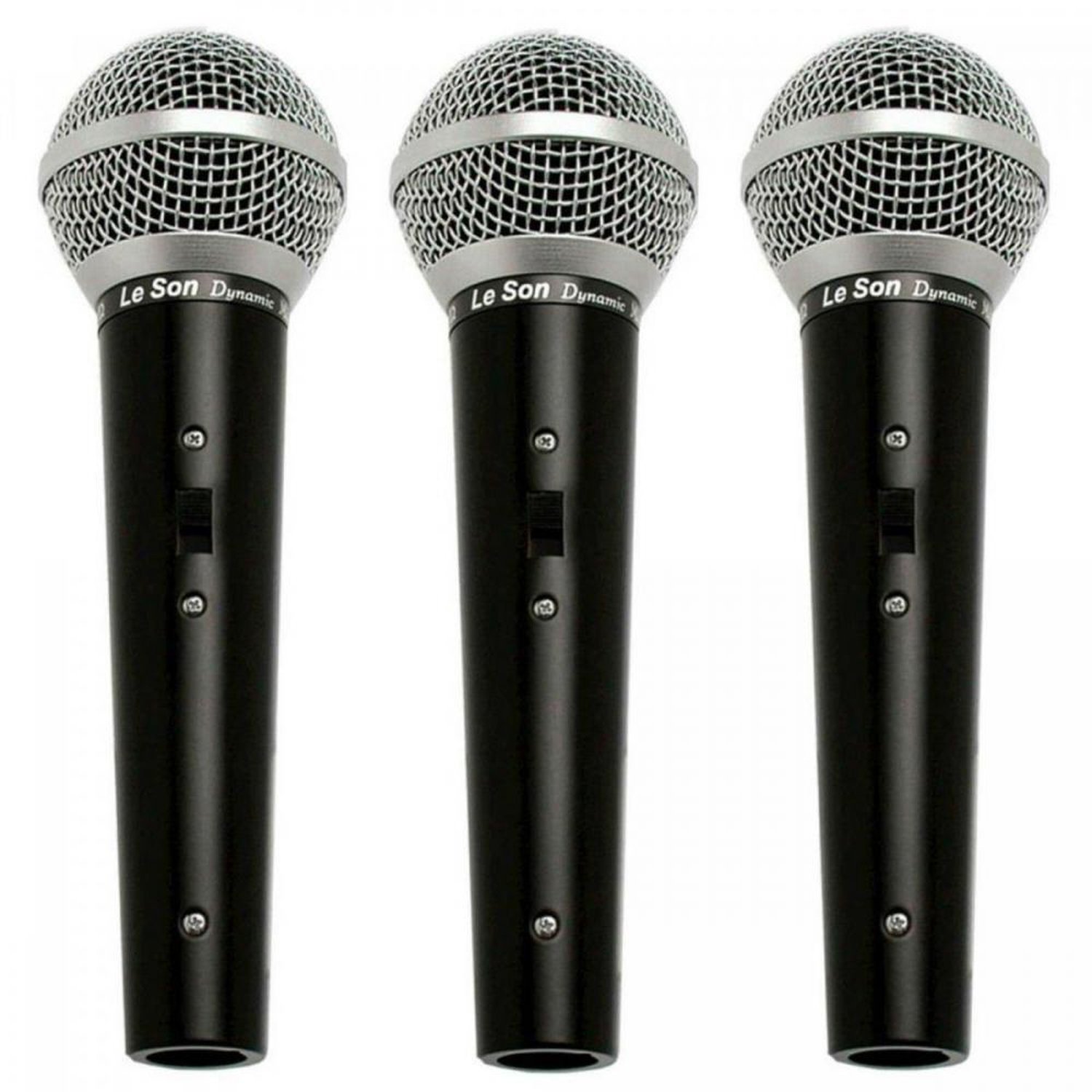 Kit com 3 Microfones Dinâmicos Ls50k3 Preto Leson