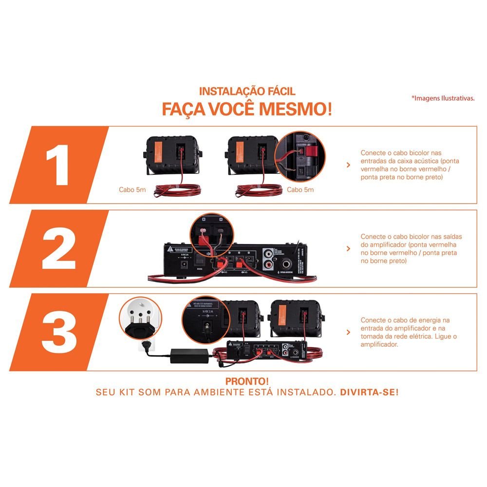 Kit Som Ambiente 200w Musical Ambience 2000 Branco Hayonik