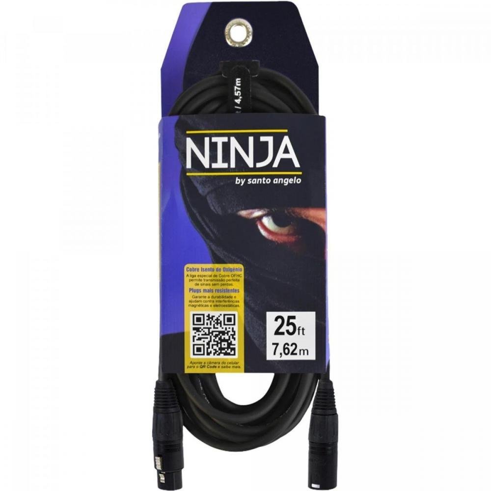 Cabo para Microfone Ninja 7m Xlr(M)-Xlr(F) Santo Ângelo