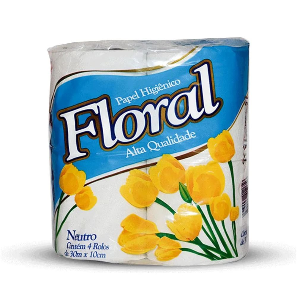 Papel Higienico Floral Neutro - Fardo com 16 Unidades