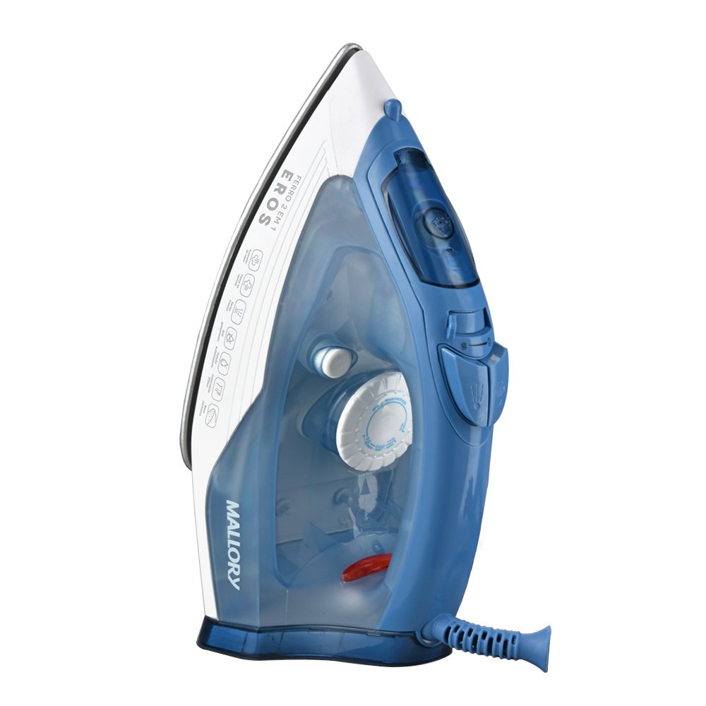 Ferro de Passar a Vapor Mallory Eros - 2000W, Azul/Branco, 220V