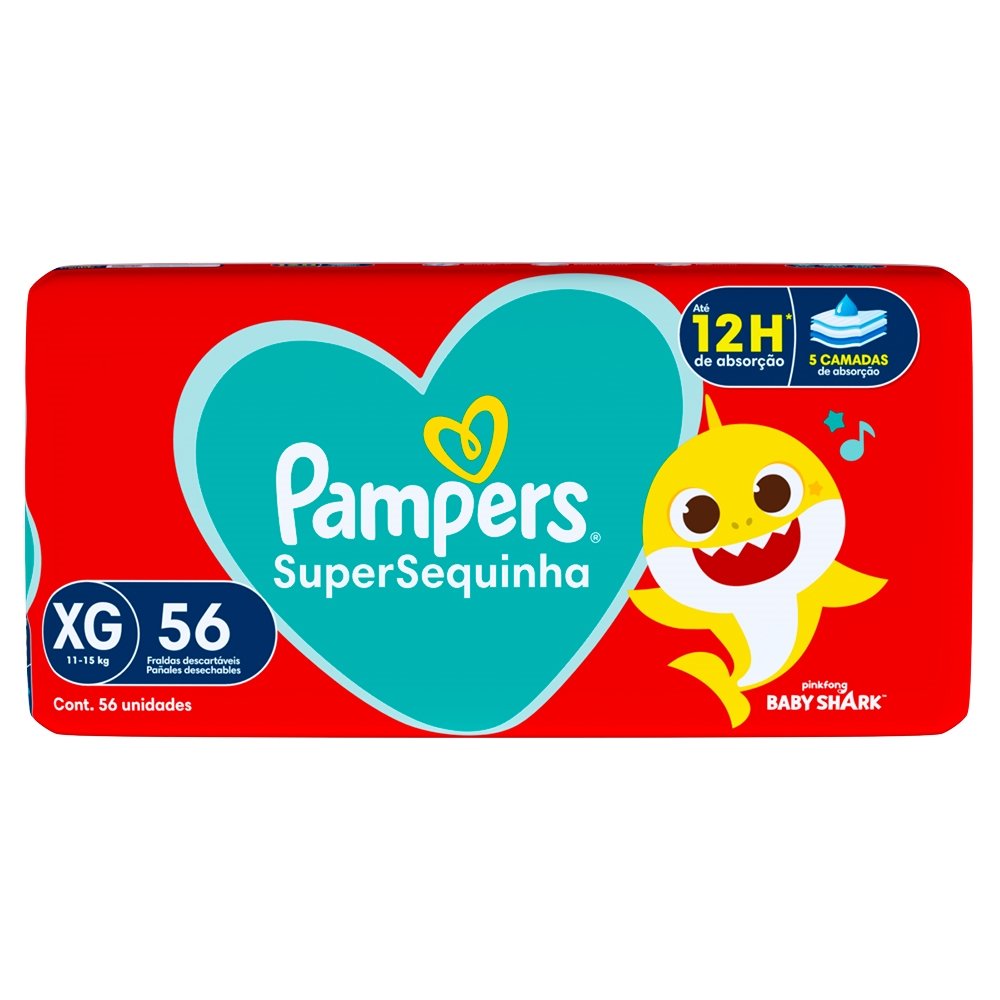 Fralda Descartável Pampers Supersequinha Tamanho XG - 2 Pacotes com 56 Fraldas - Total 112 Tiras