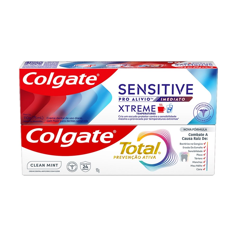 Kit Creme Dental Colgate Sensitive 110g + Creme Dental Colgate Total 12 Clean Mint 90g