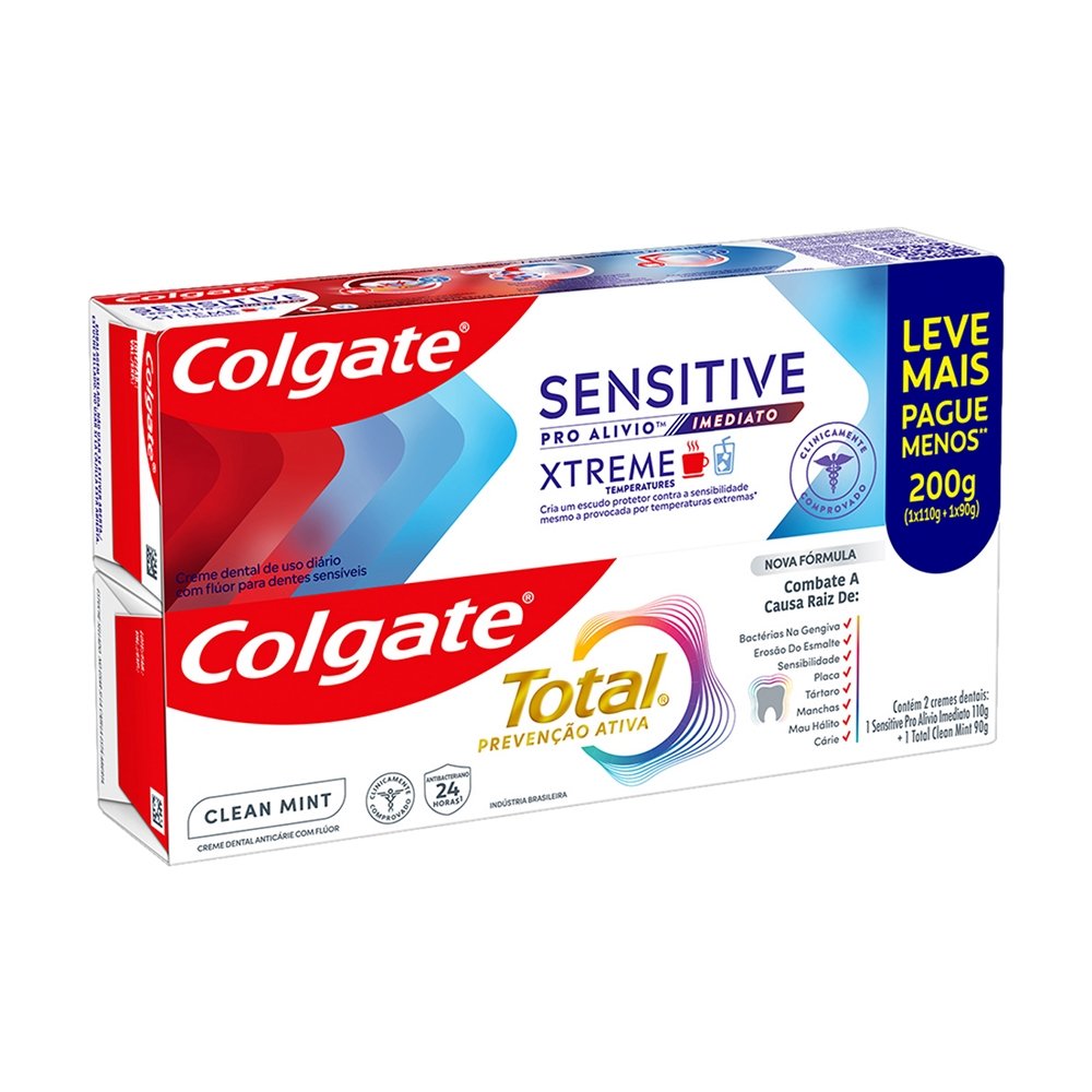 Kit Creme Dental Colgate Sensitive 110g + Creme Dental Colgate Total 12 Clean Mint 90g