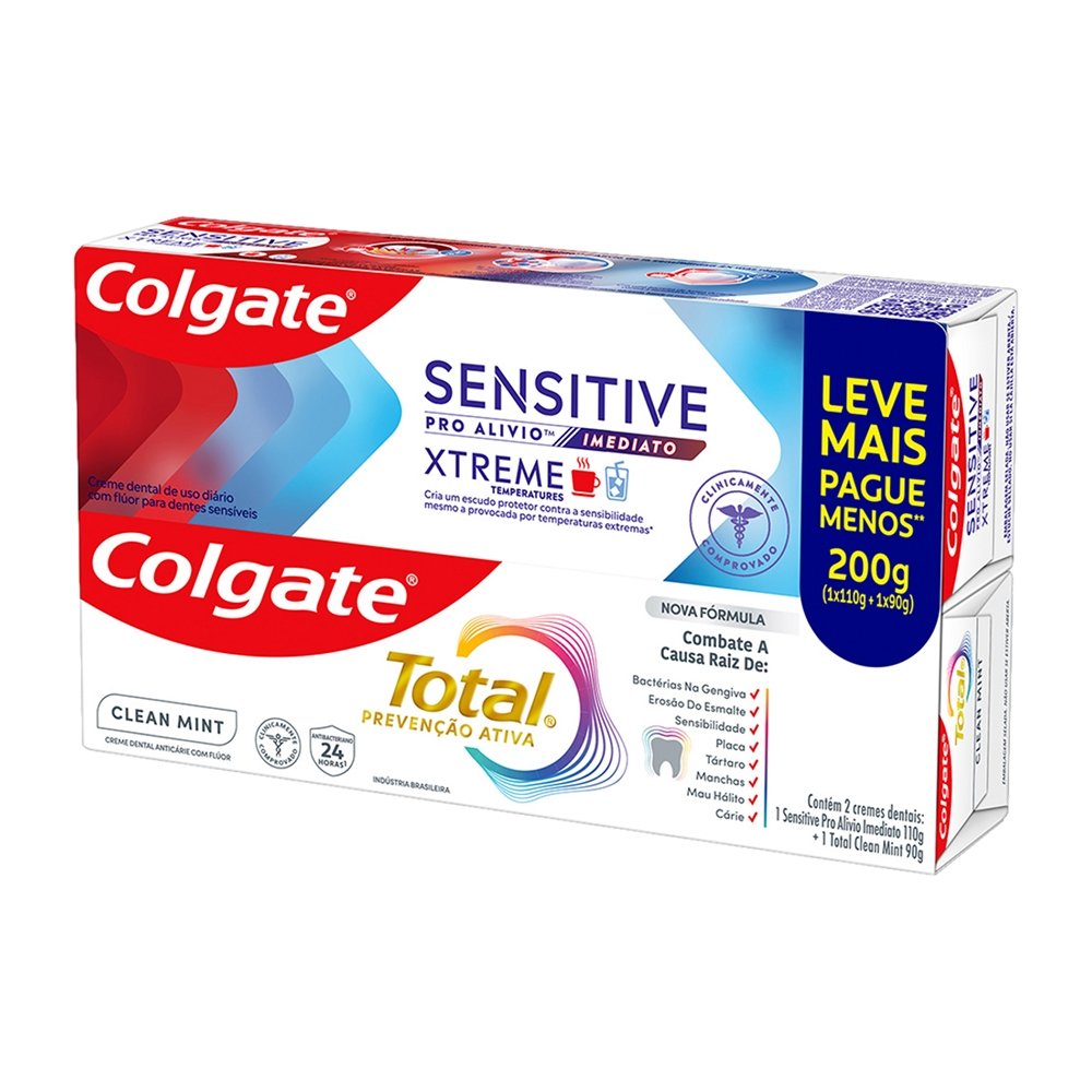 Kit Creme Dental Colgate Sensitive 110g + Creme Dental Colgate Total 12 Clean Mint 90g