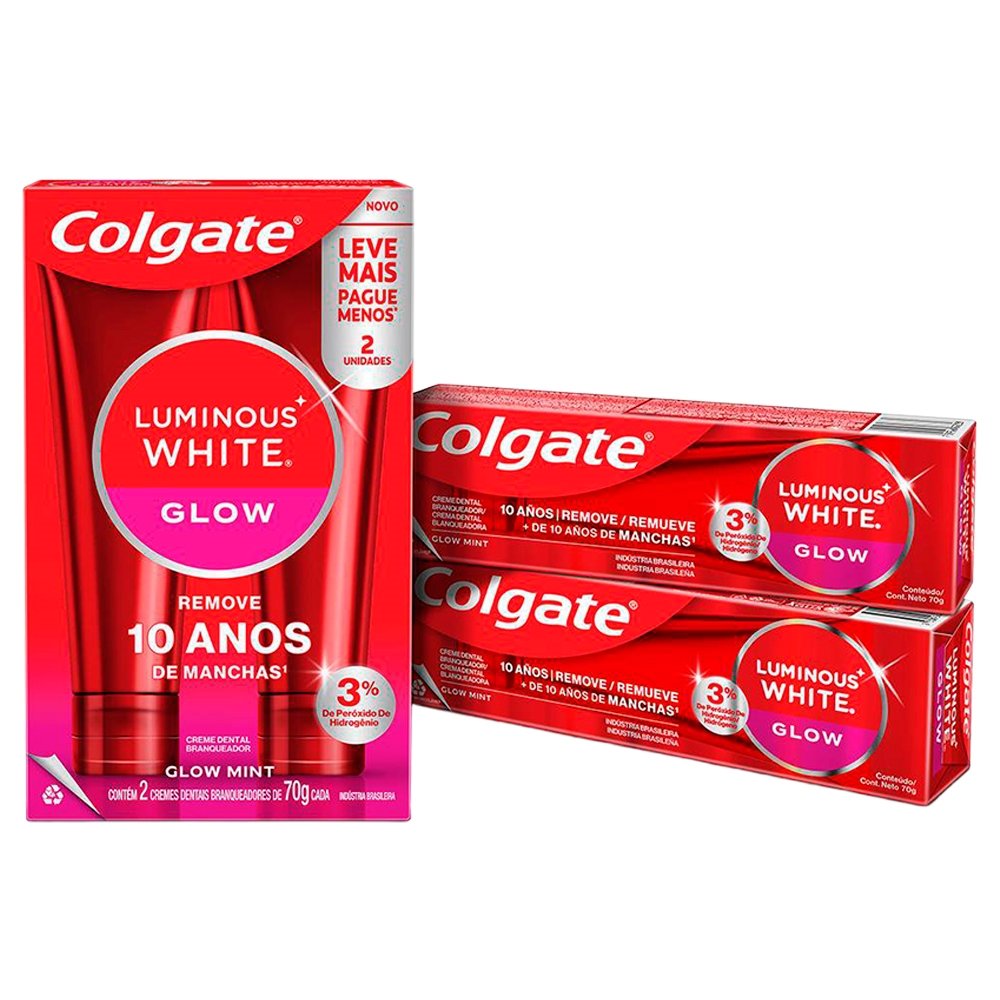 Creme Dental Colgate Luminous White Glow 70g - Embalagem com 2 Unidades