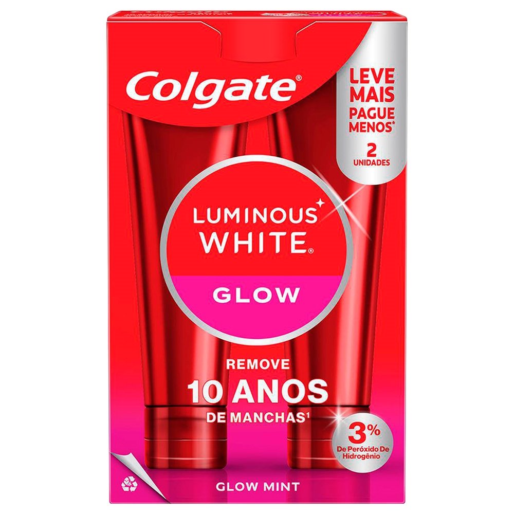 Creme Dental Colgate Luminous White Glow 70g - Embalagem com 2 Unidades