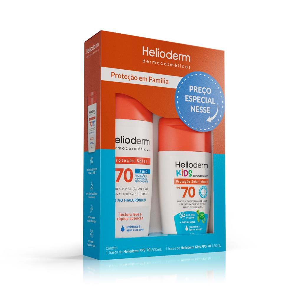 Kit Protetor Solar Helioderm Fps70 Aduldo 200Ml E Kids Fps70 120Ml
