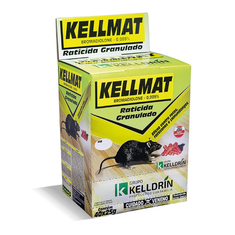 Kelldrin Kellmat Granulado ¿ Raticida Isca 25G | Caixa Com 2 Display Contendo 40 Unidades De 25G Em Cada Display
