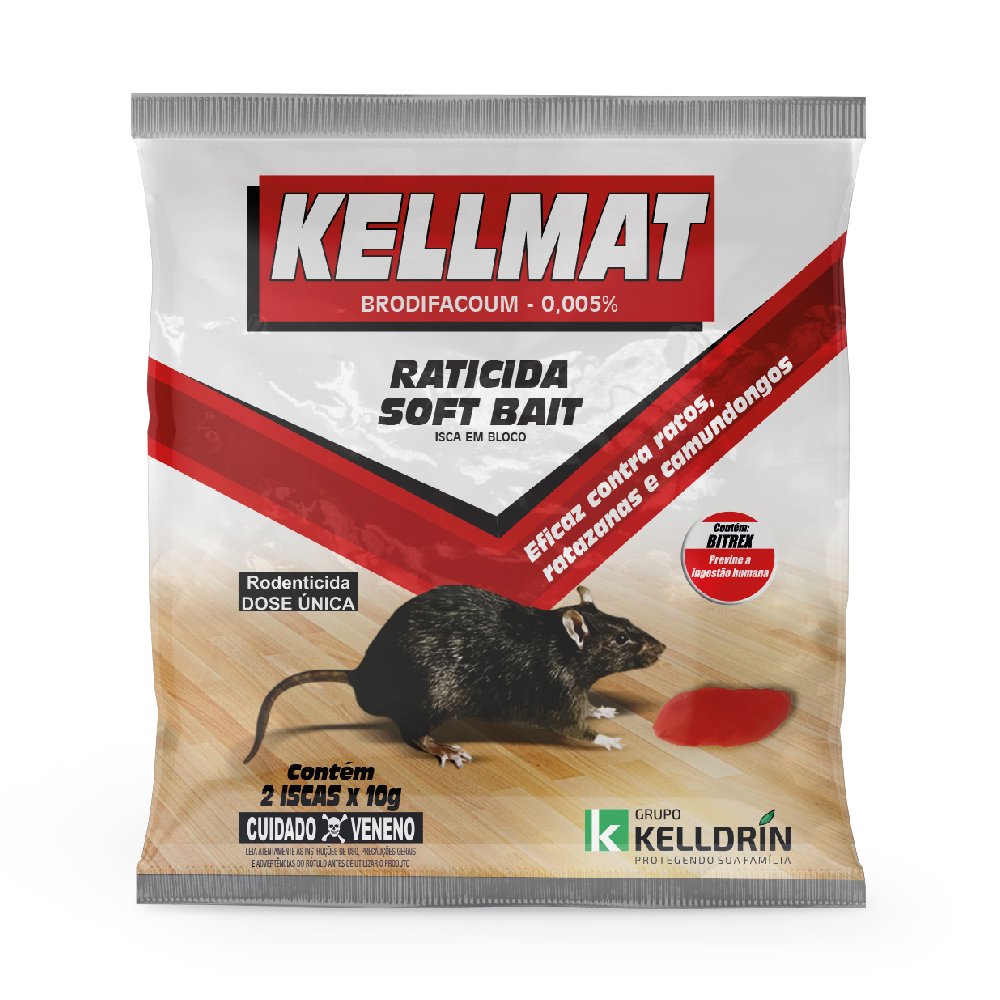 Kelldrin Kellmat Soft Bait ¿ Raticida Isca Fresca 10G | Caixa Com 2 Display Contendo 50 Sachês De 10G Com 2 Iscas)