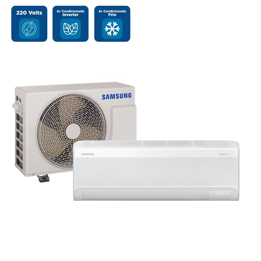 Ar Condicionado Split Hi Wall Inverter Samsung WindFree AI 12000 BTU/h Frio AR12DYFAAWKNAZ ¿ 220 Volts