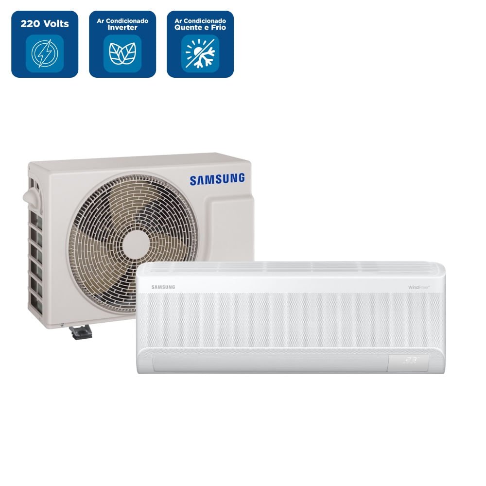 Ar Condicionado Split Hi Wall Inverter Samsung WindFree AI 9000 BTU/h Quente e Frio AR09DXFAAWKXAZ ¿ 220 Volts