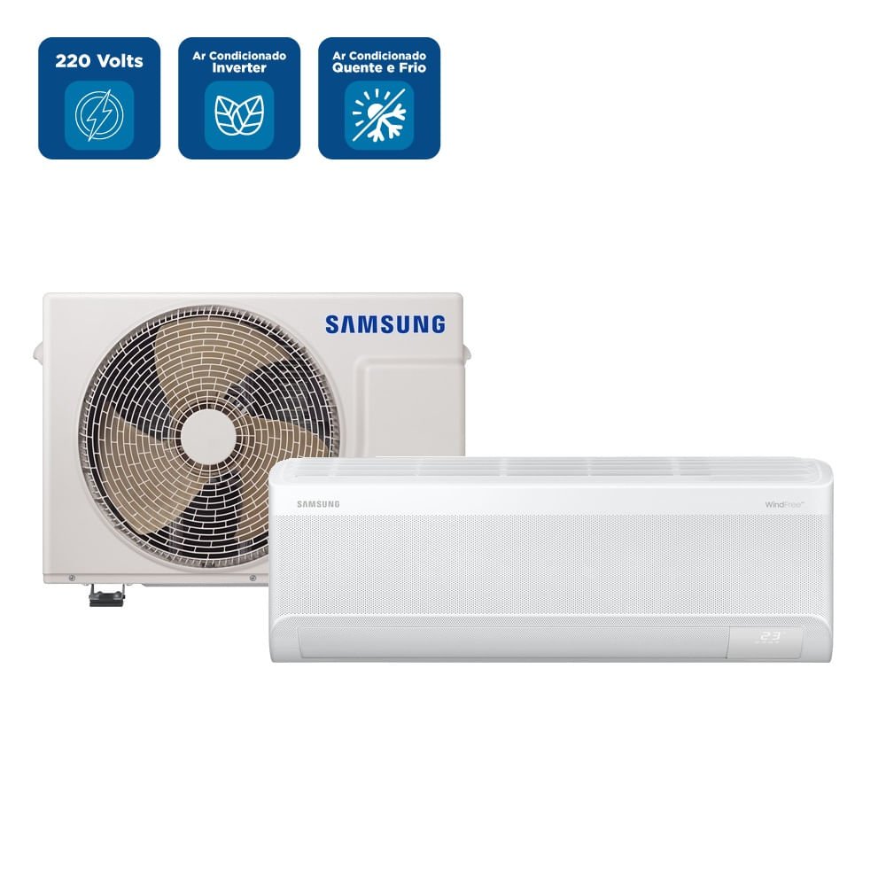 Ar Condicionado Split Hi Wall Inverter Samsung WindFree AI 12000 BTU/h Quente e Frio AR12DXFAAWKXAZ ¿ 220 Volts
