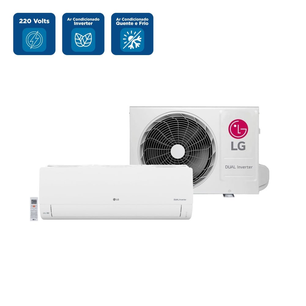 Ar Condicionado Split Hi Wall Inverter LG Dual Compact +AI 12000 BTU/h Quente e Frio S3-W12JAQAL ¿ 220 Volts