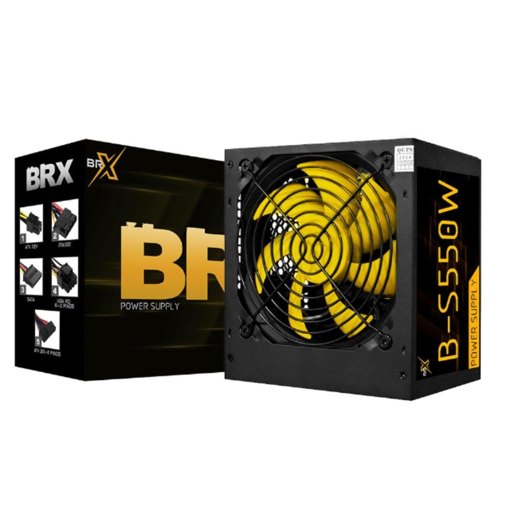 Fonte Atx 550W Automatica Brx Cooler Amarelo