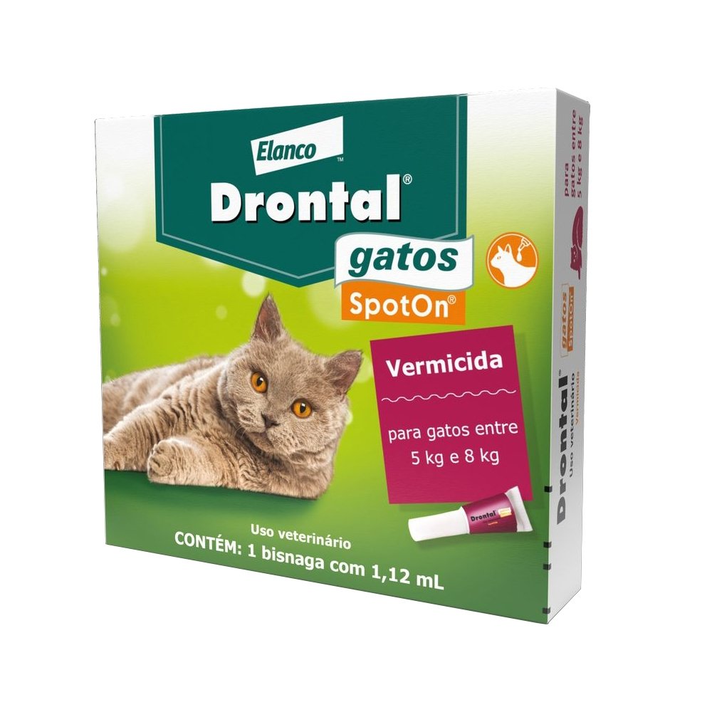 Drontal Spot On Elanco para Gatos 5 à 8Kg Bisnaga 1,12ml