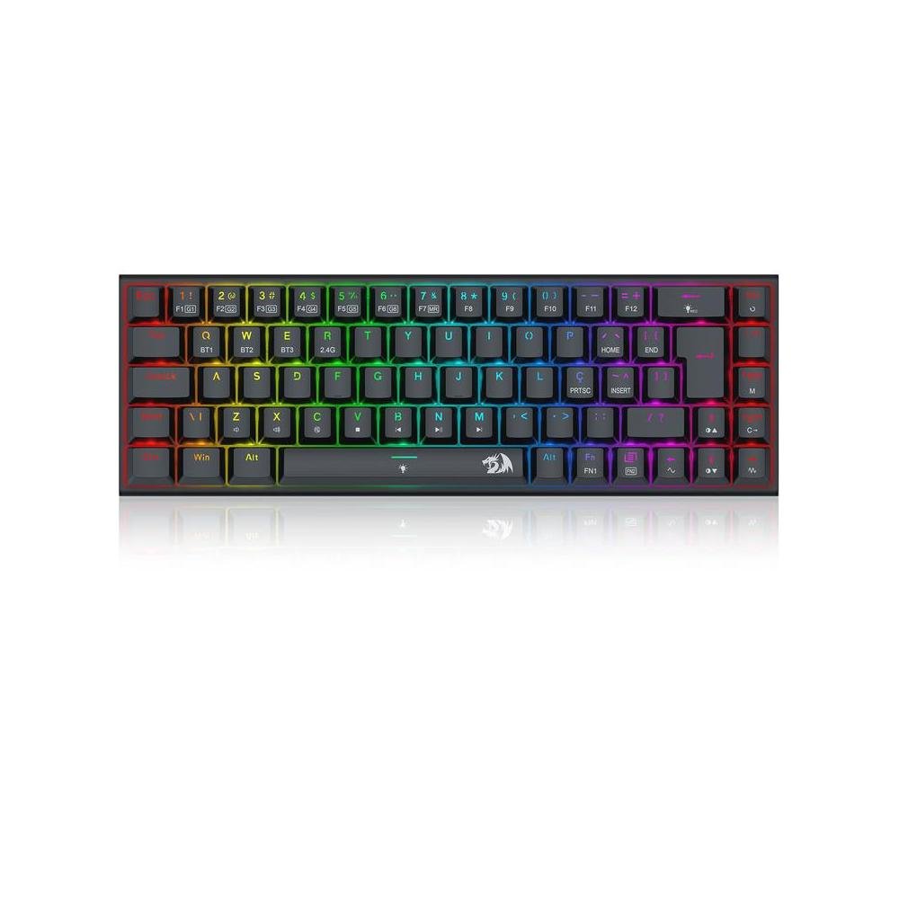 Teclado Gamer Mecanico Ryze Pro Rgb, Sem Fio, Bluetooth, Abnt2, Switch Redragon Marrom, K633rgb-Pro (Pt-Brown), Redragon