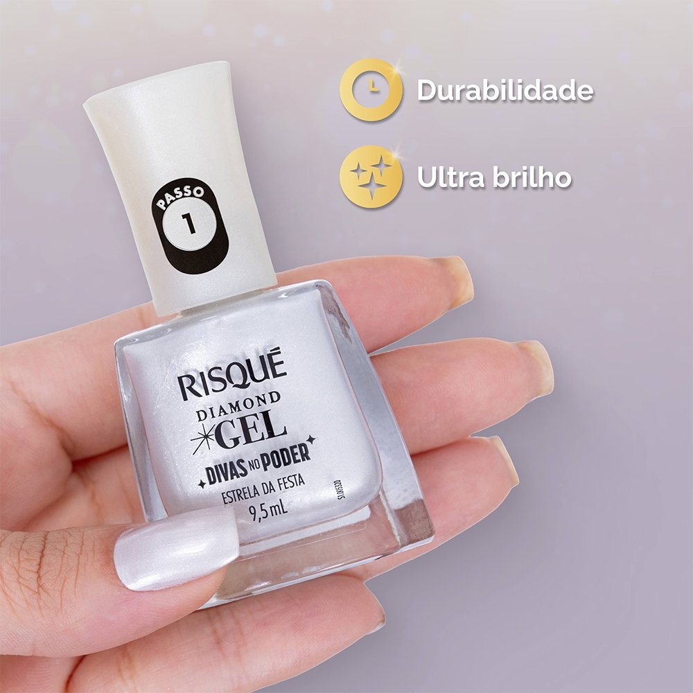 Esmalte Risqué Diamond Gel Divas no Poder Estrela da Festa 9,5ml