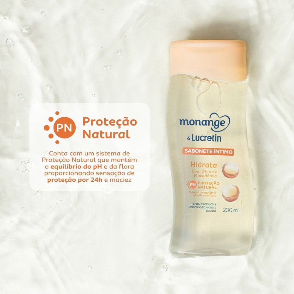 Sabonete Líquido Monange Lucretin Hidrata 200ml - Embalagem com 2 Unidades