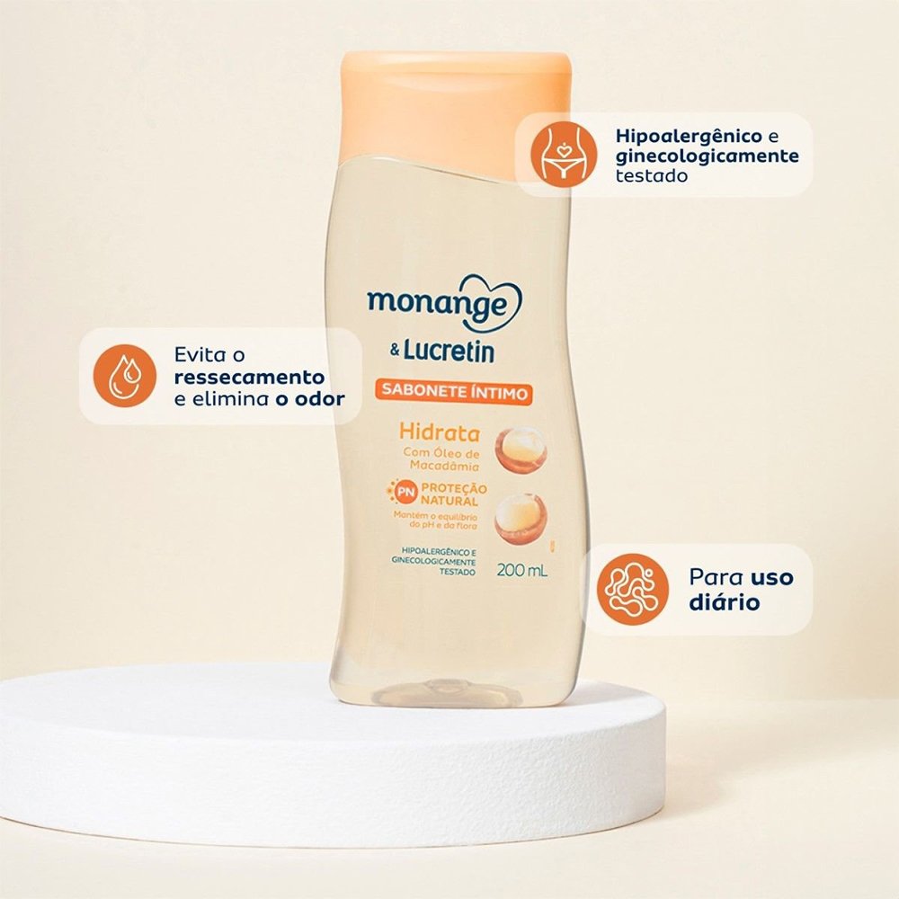Sabonete Líquido Monange Lucretin Hidrata 200ml - Embalagem com 2 Unidades