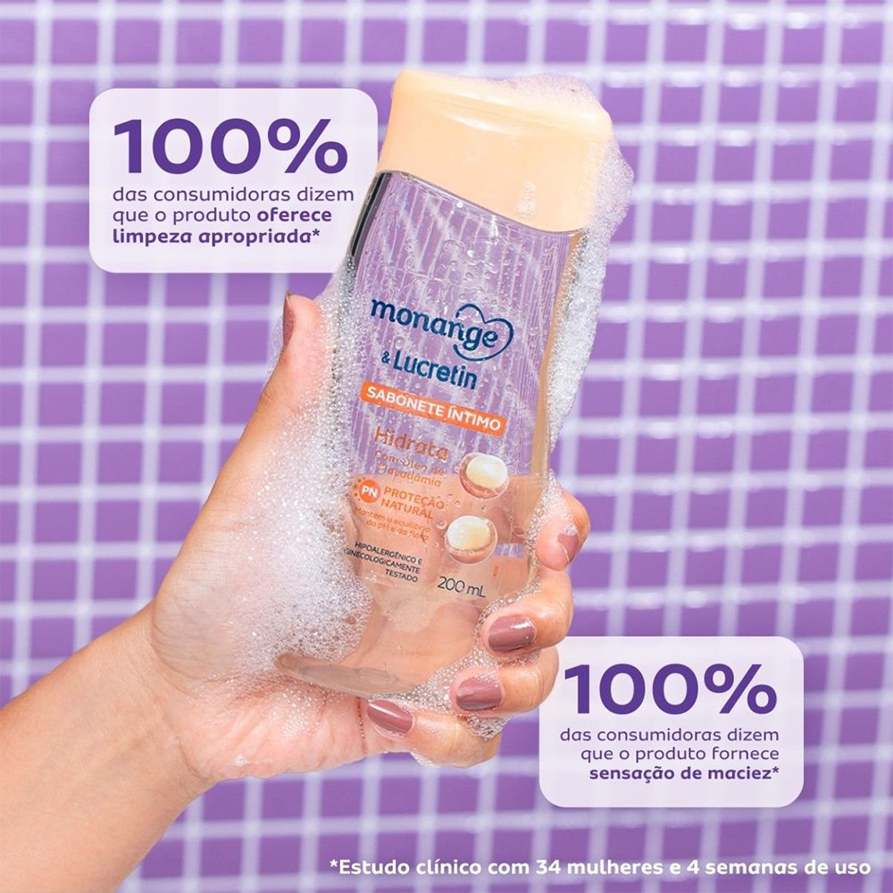 Sabonete Líquido Monange Lucretin Hidrata 200ml - Embalagem com 2 Unidades