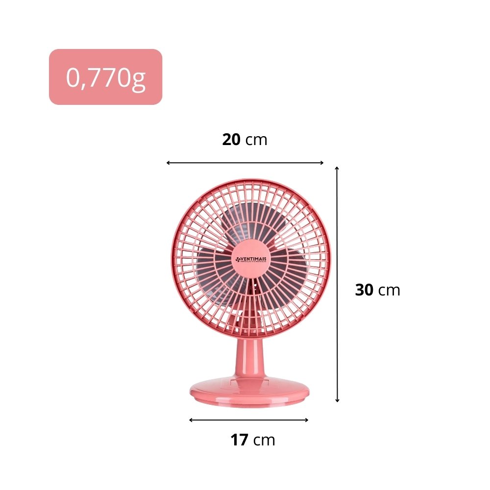 Ventilador Mini 20cm Ventimais Turbo Rose e Prata 110V