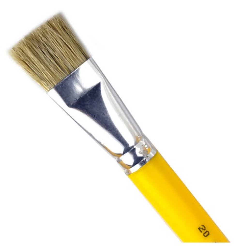 Pincel Chato Castelo Longo Amarelo Com 6 Unidades Ref E520-20