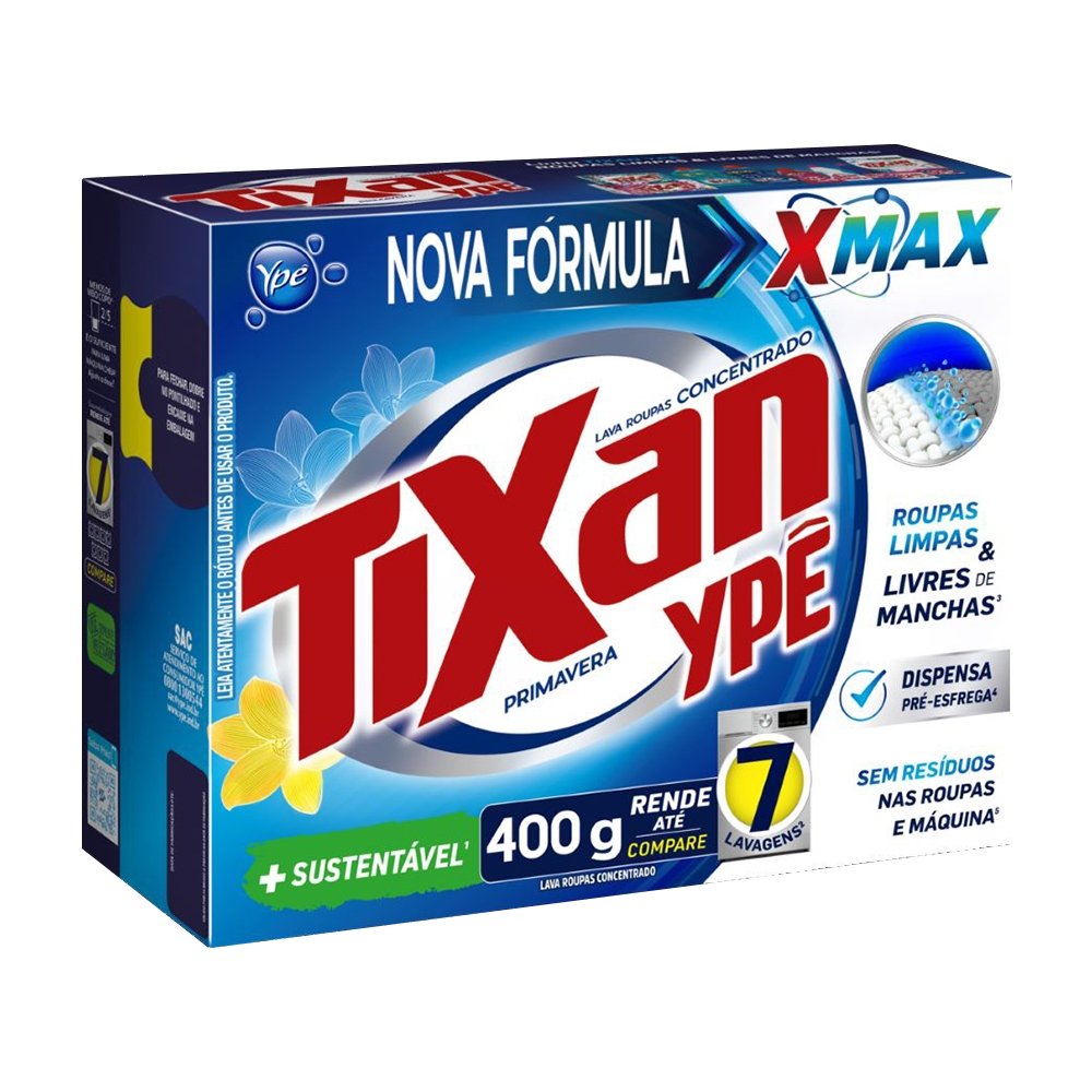Sabão em Pó Tixan Ypê Concentrado Primavera Cartucho 400g - Embalagem com 28 Unidades