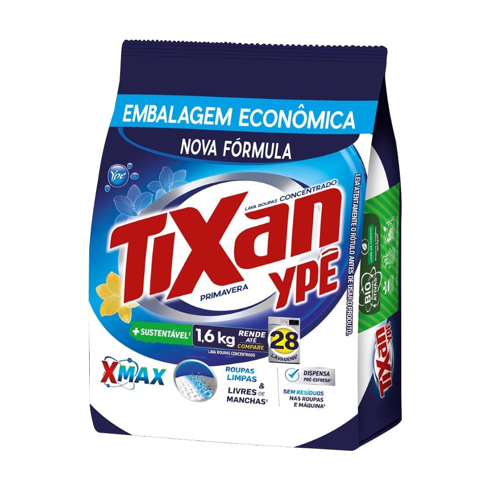 Sabão em Pó Tixan Ypê Concentrado Primavera 1,6kg - Embalagem com 11 Unidades