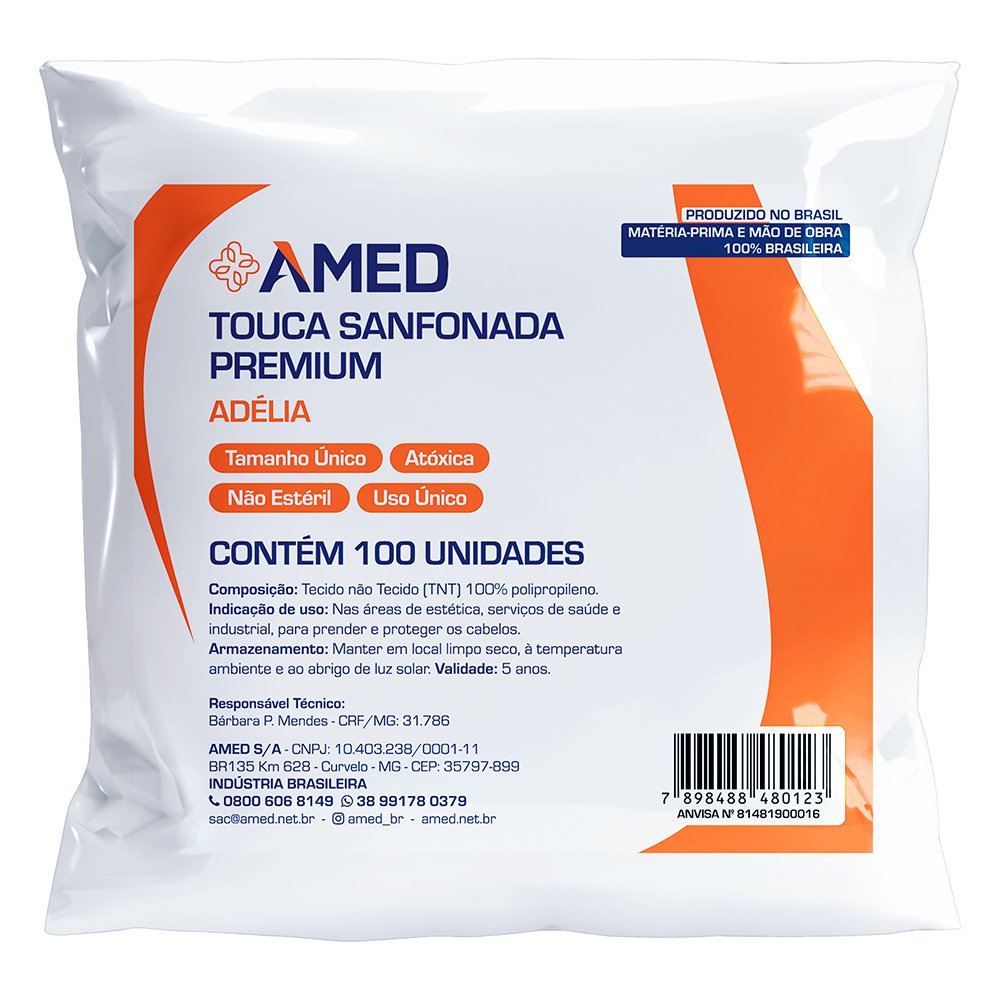 Touca Descartavel Amed Adelia Com 100 Unidades